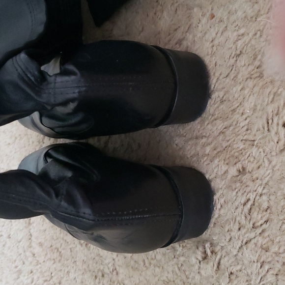 Parallele Paris black leather sock over the knee boots, almond toe, pull on boot - Picture 6 of 8